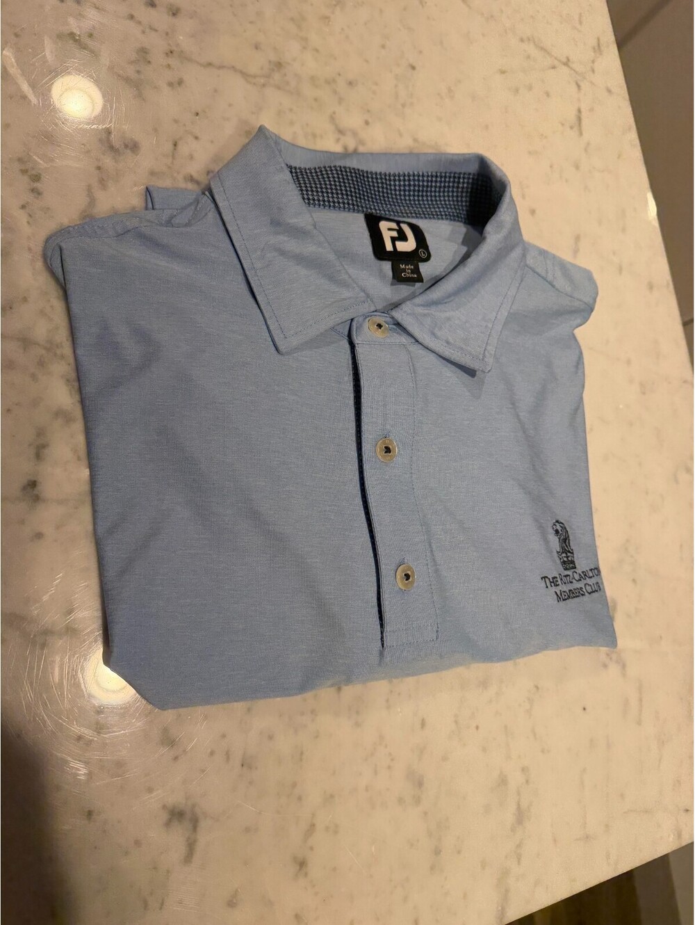 Foot Joy Mens Large Baby Blue Golf Polo Dry Fit- New w/o Tags. Ritz Carlton~!